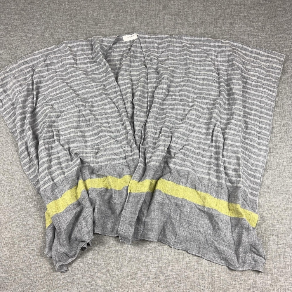 Mer-Sea & Co Womens Gray Striped Open Front Poncho Cardigan Shawl Wrap Coastal